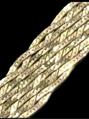 18k Gold Technibond Diamond Cut Twisted Herringbone Sparkle Bracelet Vintage HSN